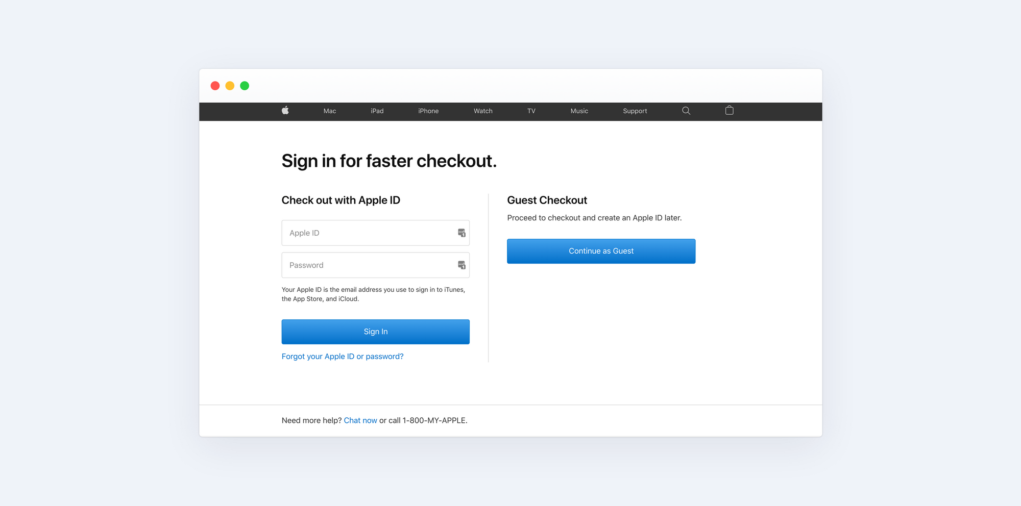Apple Store checkout page