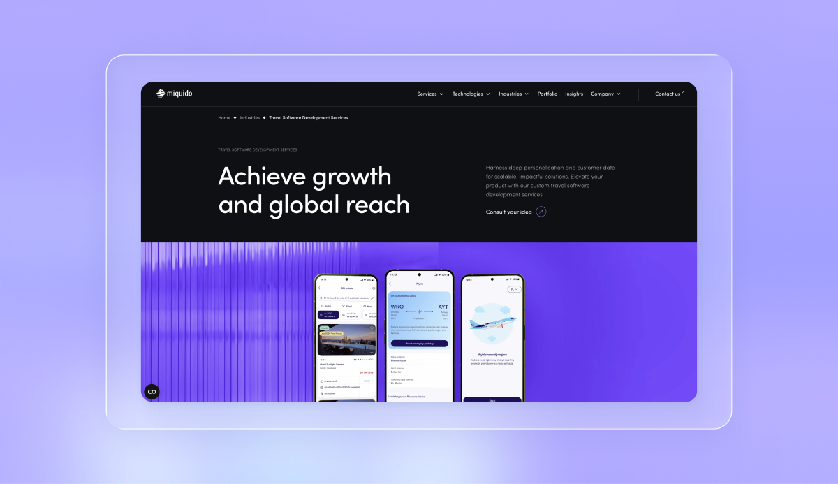 travel app development company - Miquido