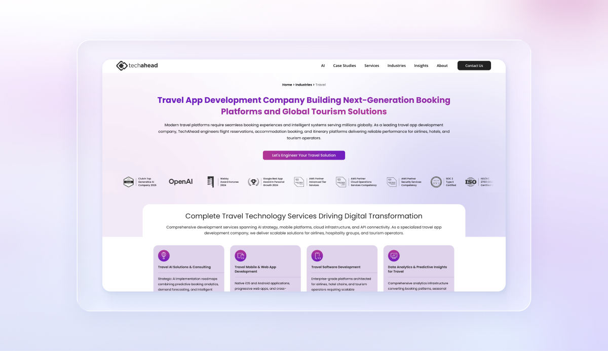 travel app development company - techahead
